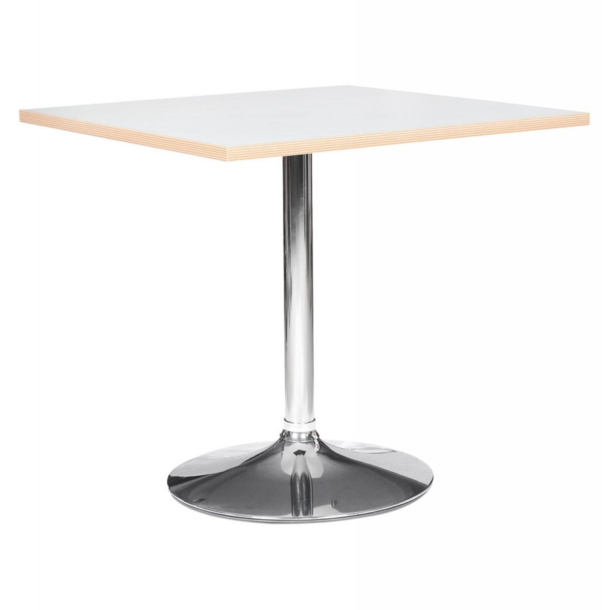 Alterego - Table carrée 'CASTO SQUARE' blanche et pied chromé - 80x80 cm - Tables à manger