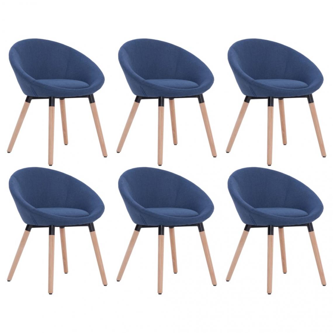 Decoshop26 - Lot de 6 chaises de salle à manger cuisine design contemporain tissu bleu CDS022206 - Chaises
