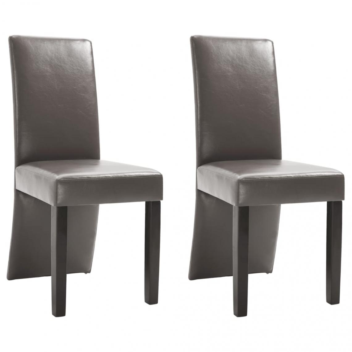 Decoshop26 - Lot de 2 chaises de salle à manger cuisine design moderne similicuir gris CDS020571 - Chaises
