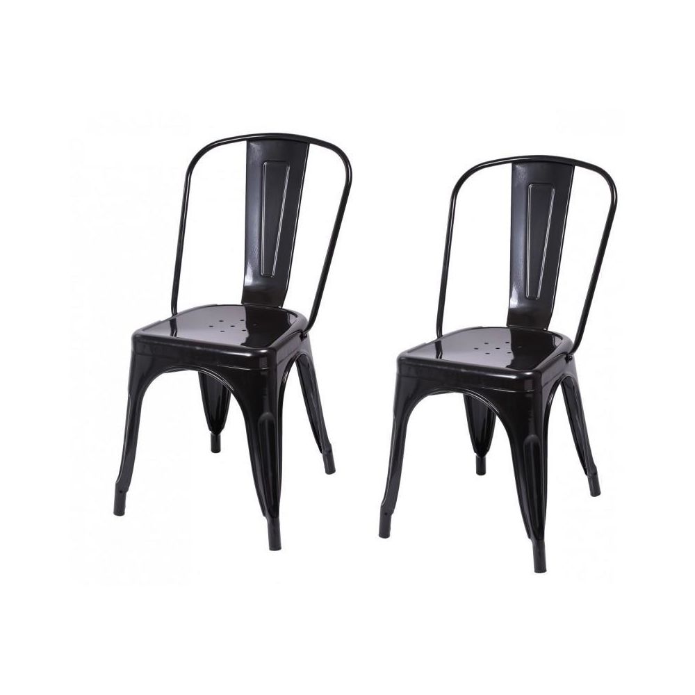 Helloshop26 - 2 chaises de cuisine salon salle à manger design métal noir 1909017 - Chaises