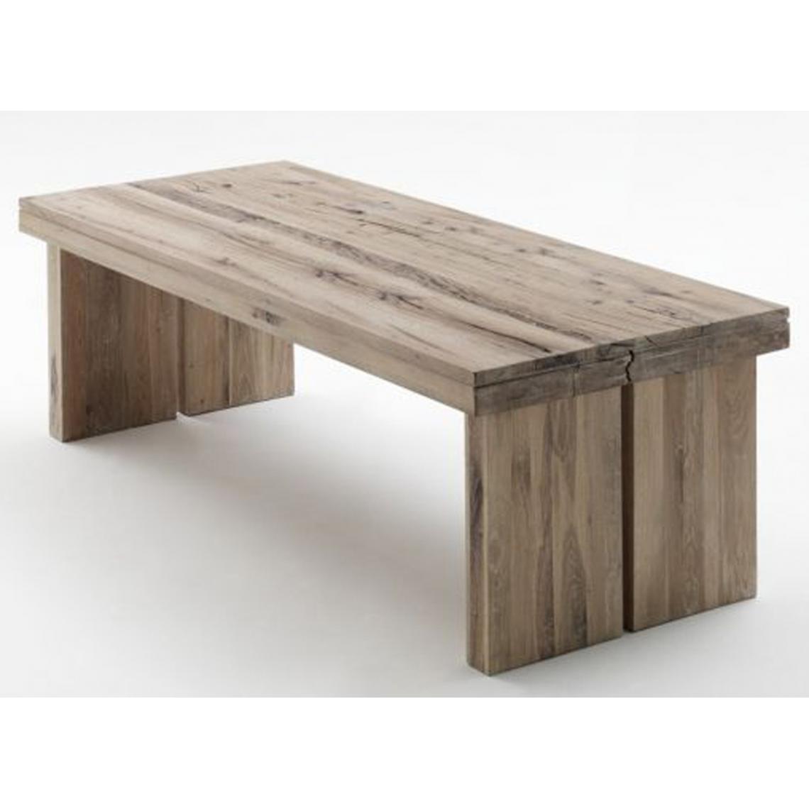 Pegane - Table à manger rectangulaire en chêne chaulé laqué - L.220 x H.76 x P.100 cm - Tables à manger