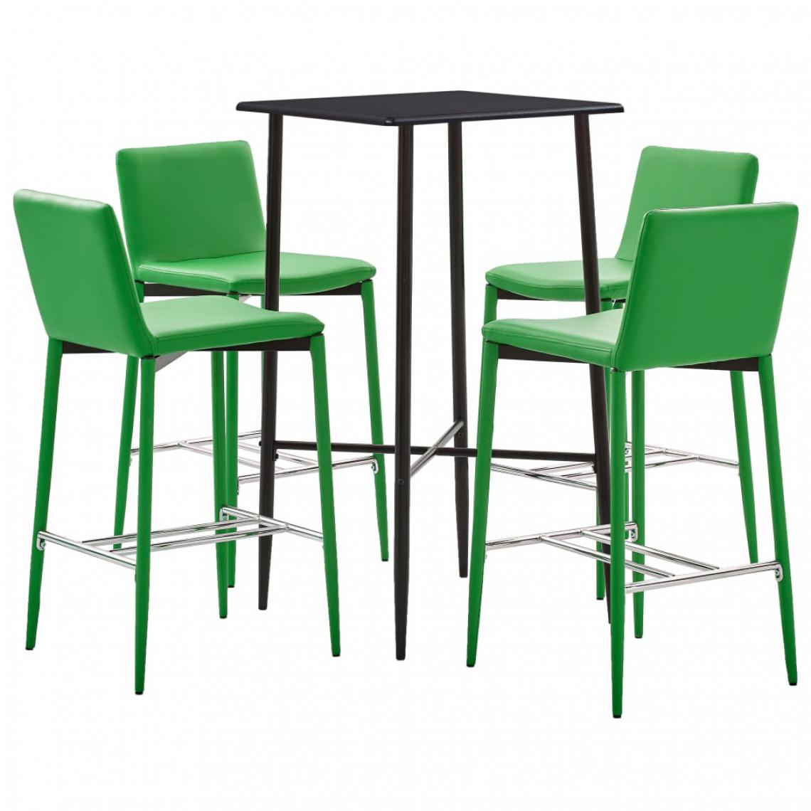 Chunhelife - Ensemble de bar 5 pcs Similicuir Vert - Tables à manger