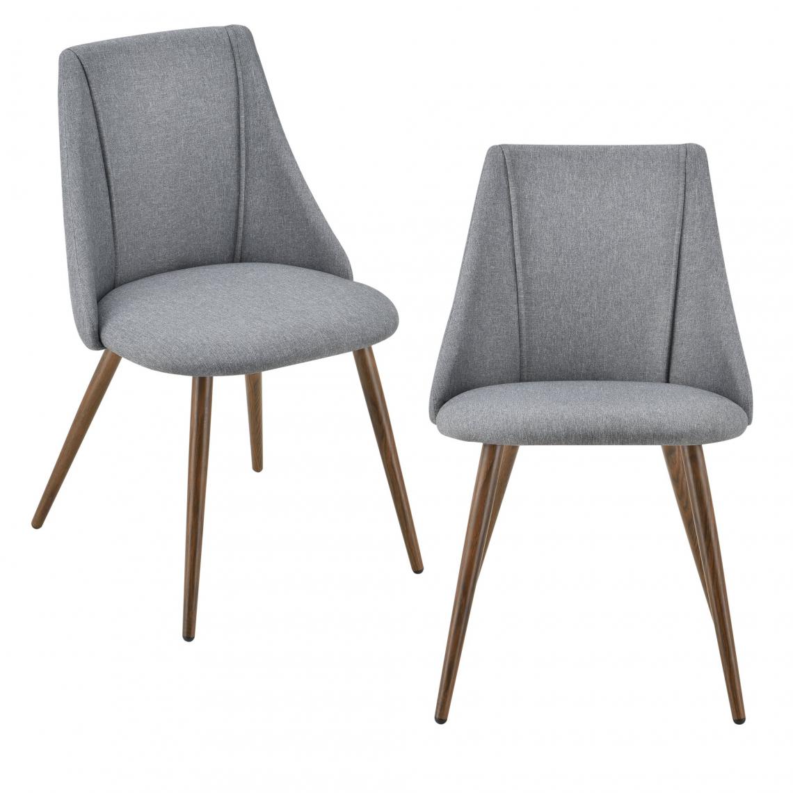 Helloshop26 - Lot de 2 chaises de salle à manger cuisine rembourrée en textile pieds métal siège fauteuil de salon 83 cm gris 03_0005731 - Chaises