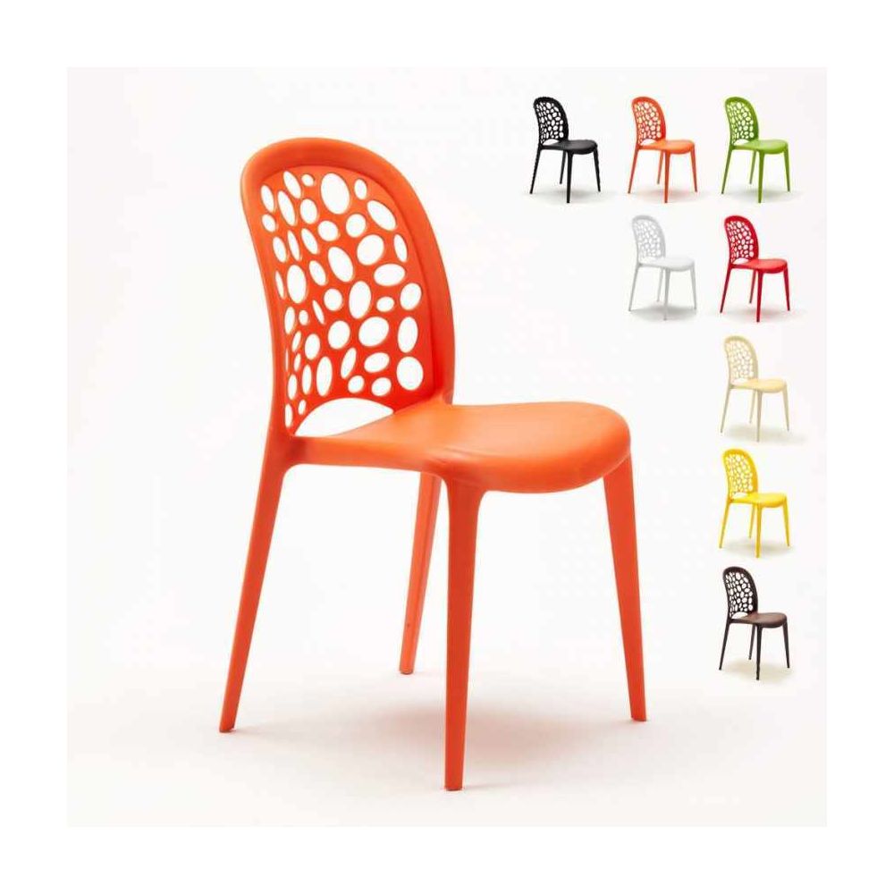 Ahd Amazing Home Design - Chaise salle à manger café bar restaurant jardin polypropylène empilable Design WEDDING Holes Messina, Couleur: Orange - Chaises