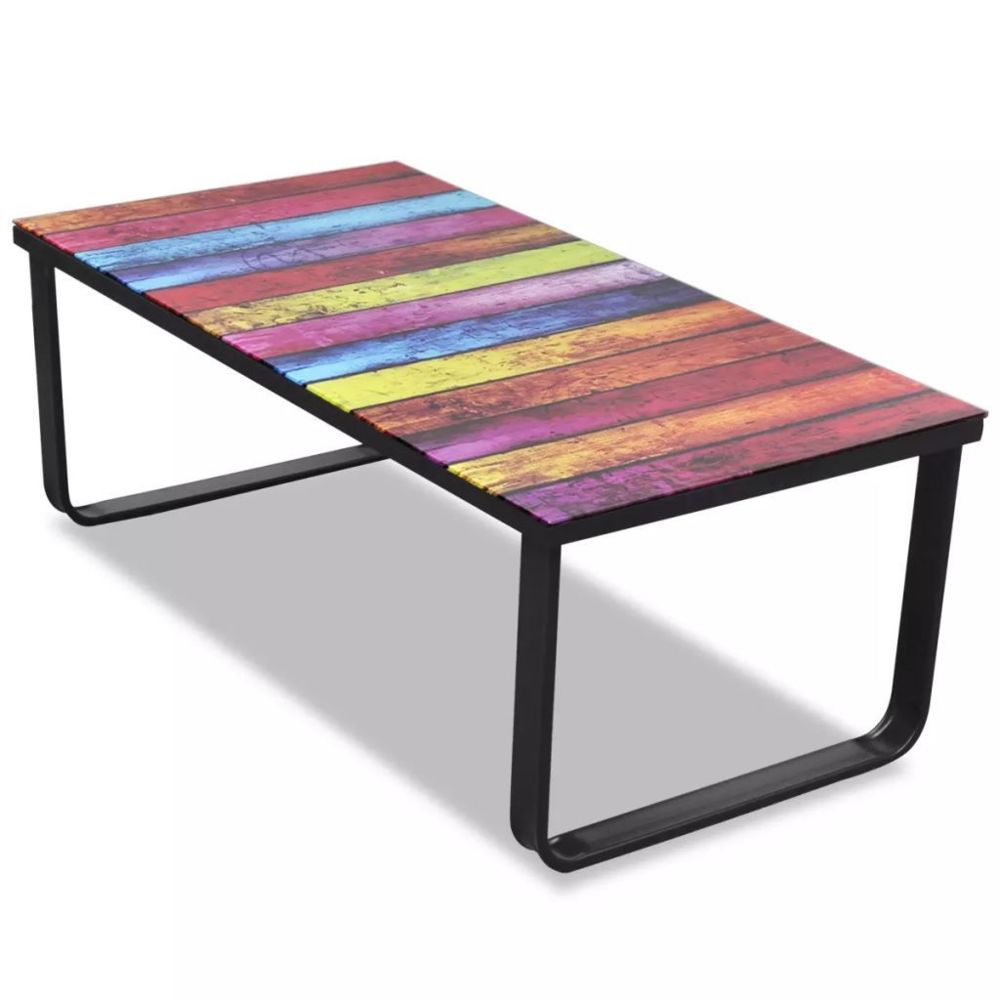 Vidaxl - vidaXL Table basse avec impression d'arc-en-ciel Dessus en verre - Tables à manger