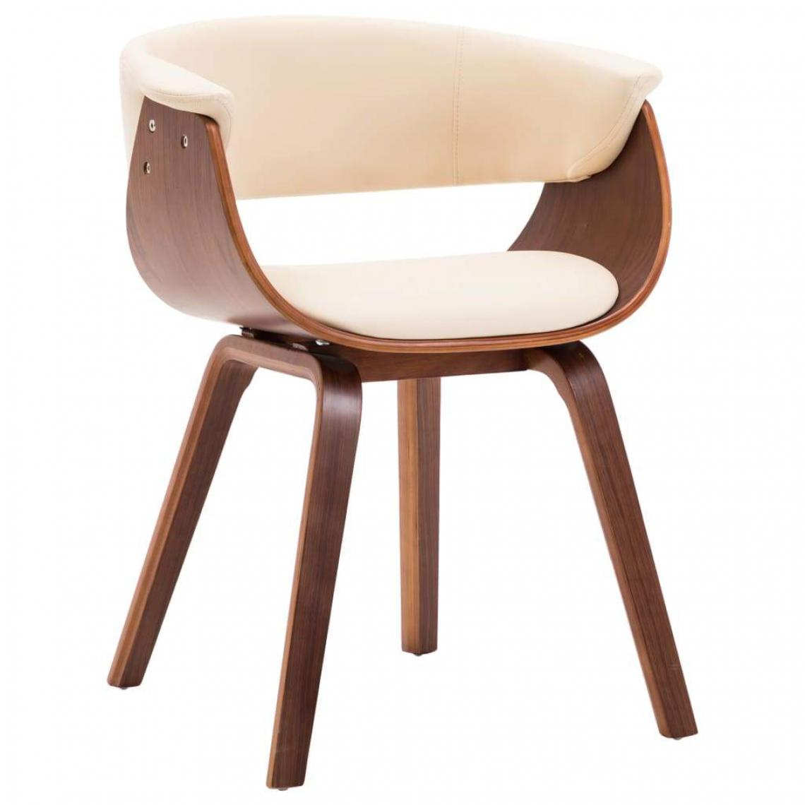 Decoshop26 - Chaise de salle à manger bois courbé et similicuir crème CDS020023 - Chaises