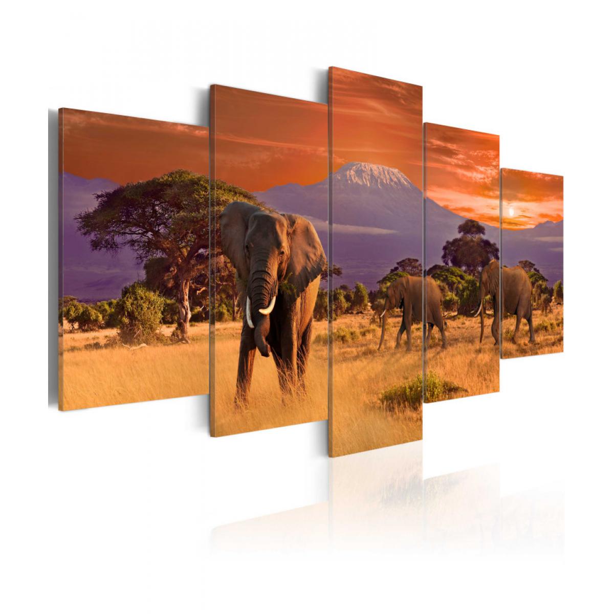 Artgeist - Tableau - Afrique: éléphants 100x50 - Tableaux, peintures