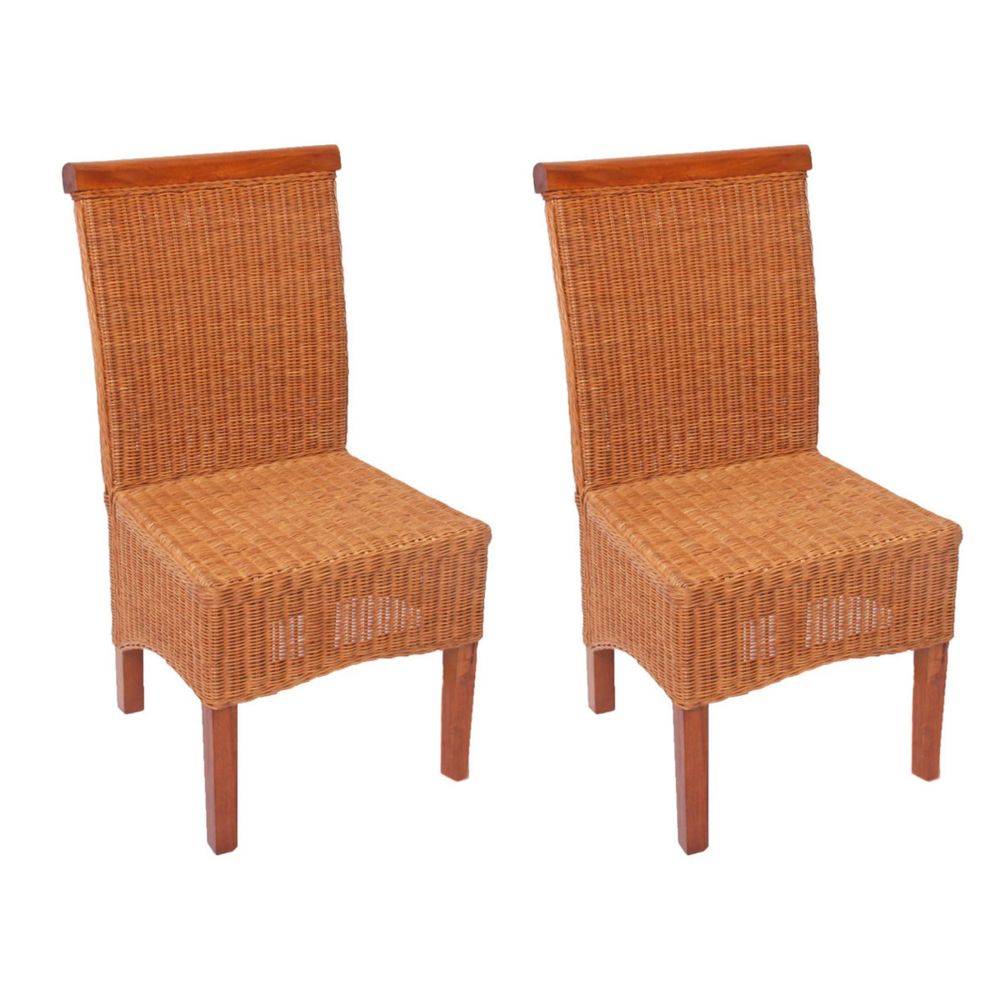 Mendler - Lot de 2 chaises M42 salle à manger, rotin/bois, 46x50x96cm - Chaises