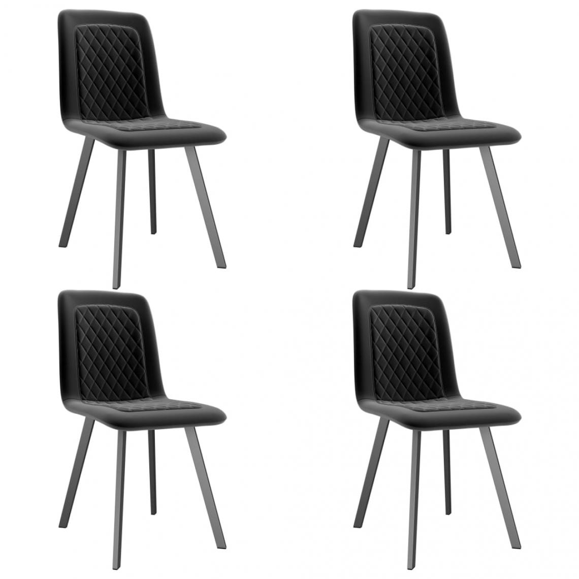 Decoshop26 - Lot de 4 chaises de salle à manger cuisine design moderne velours noir CDS021868 - Chaises