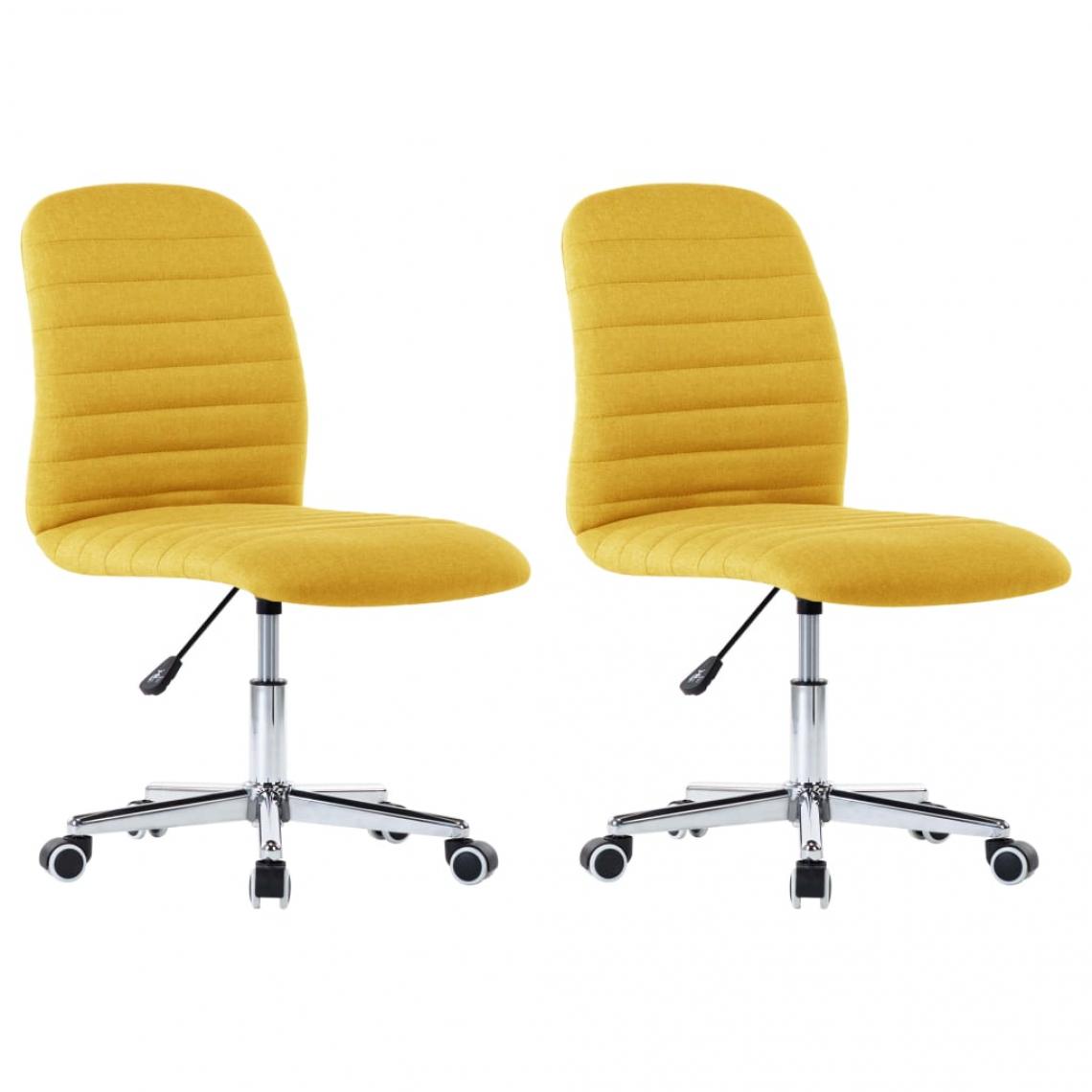 Decoshop26 - Lot de 2 chaises de salle à manger cuisine design moderne tissu jaune moutarde CDS020625 - Chaises