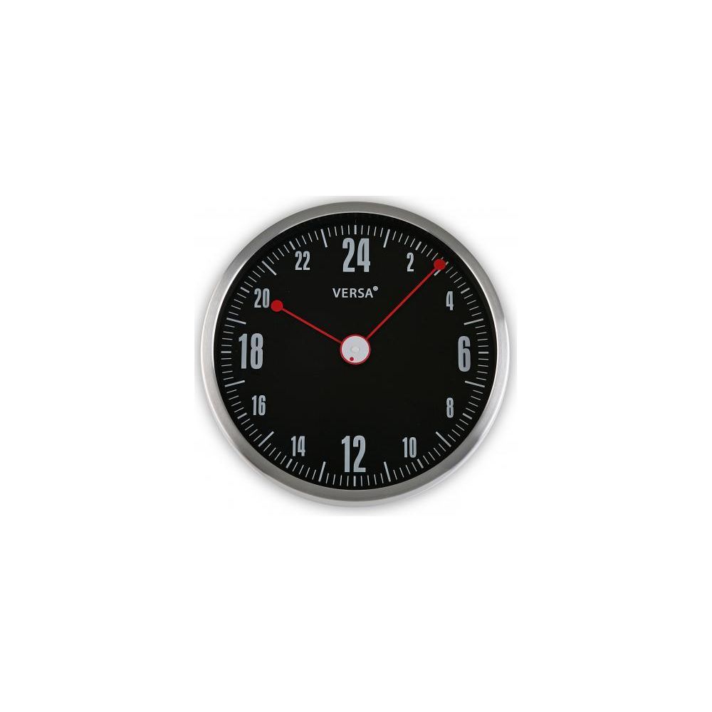 Declikdeco - Horloge murale 24h noire et rouge d.30cm - Horloges, pendules