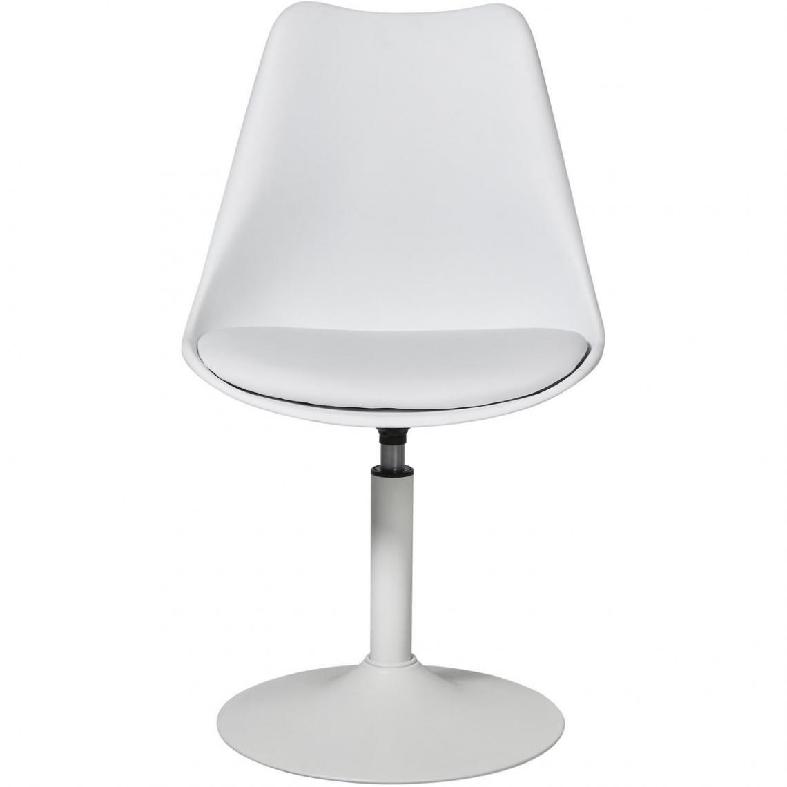 ATHM DESIGN - Lot de 2 - Chaise MARKLE Blanc - assise Plastique dur ABS pieds Metal - Chaises