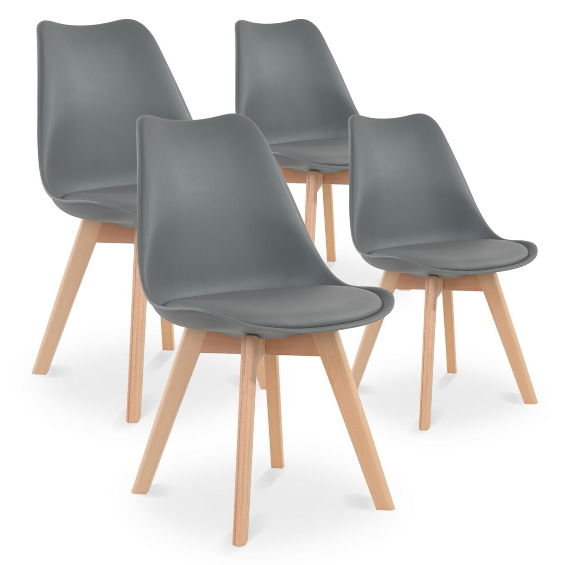 marque generique - Lot de 4 chaises style scandinave Catherina Gris - Chaises