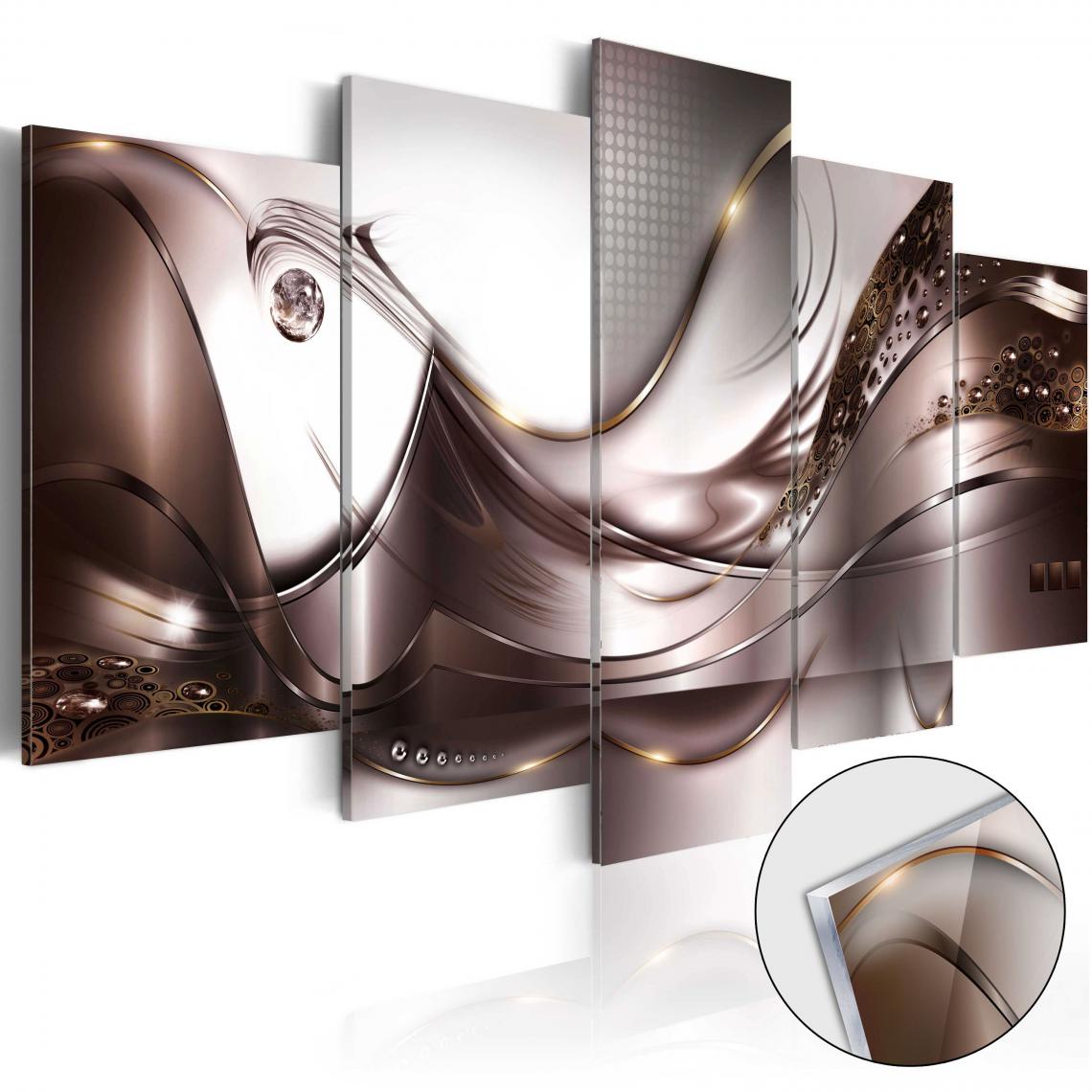 Decoshop26 - Tableaux en verre acrylique décoration murale motif Tempête dorée 200x100 cm TVA110021 - Tableaux, peintures