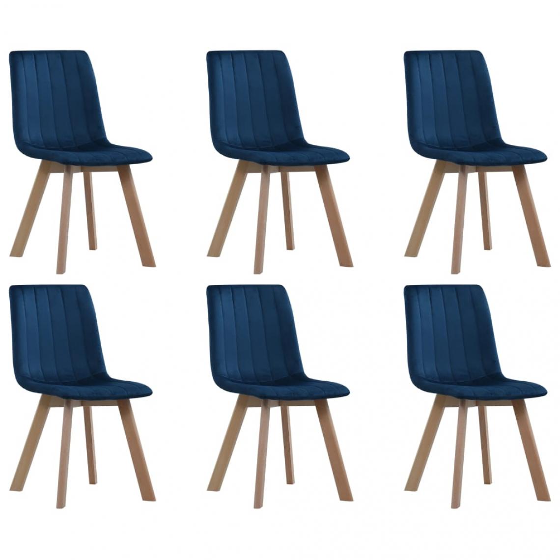 Decoshop26 - Lot de 6 chaises de salle à manger cuisine design moderne velours bleu CDS022230 - Chaises