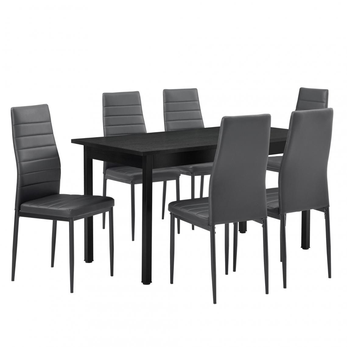 Helloshop26 - Table à manger gris 140cm x 60cm x 75cm + Chaises gris 96 cm x 43cm 03_0004077 - Tables à manger