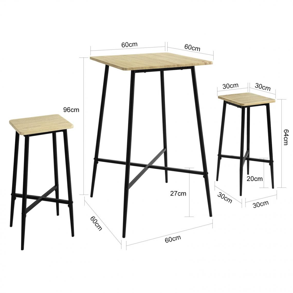 Sobuy - SoBuy® OGT48-N Lot Table et 2 Tabourets de Bar Ensemble Table de Bar + Chaises de Bar Salle à manger et Salon - Tables à manger