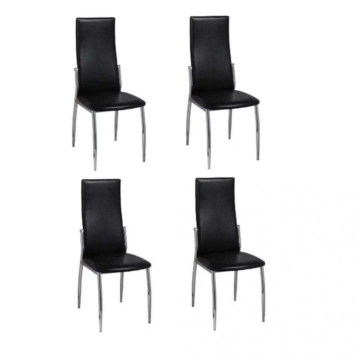 Decoshop26 - Lot de 4 chaises de salle à manger cuisine design ergonomique similicuir noir CDS021827 - Chaises