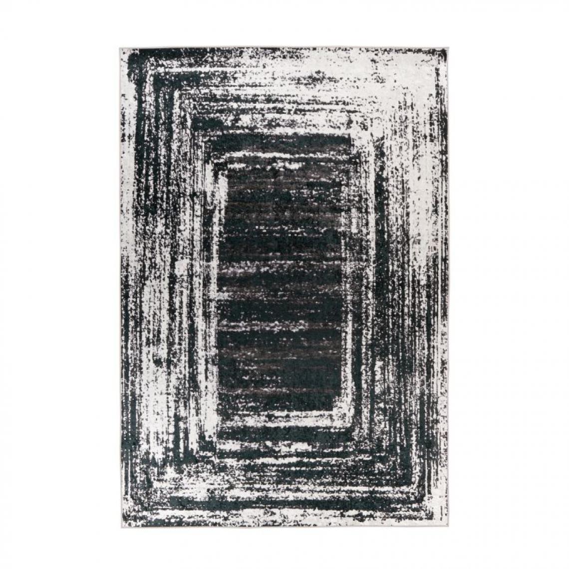 Paris Prix - Tapis Vintage à Motifs à Poils Plats Rhodin Noir & Blanc 200 x 290 cm - Tapis