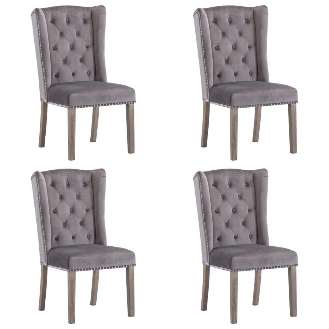 Decoshop26 - Lot de 4 chaises de salle à manger cuisine design classique velours gris CDS021618 - Chaises