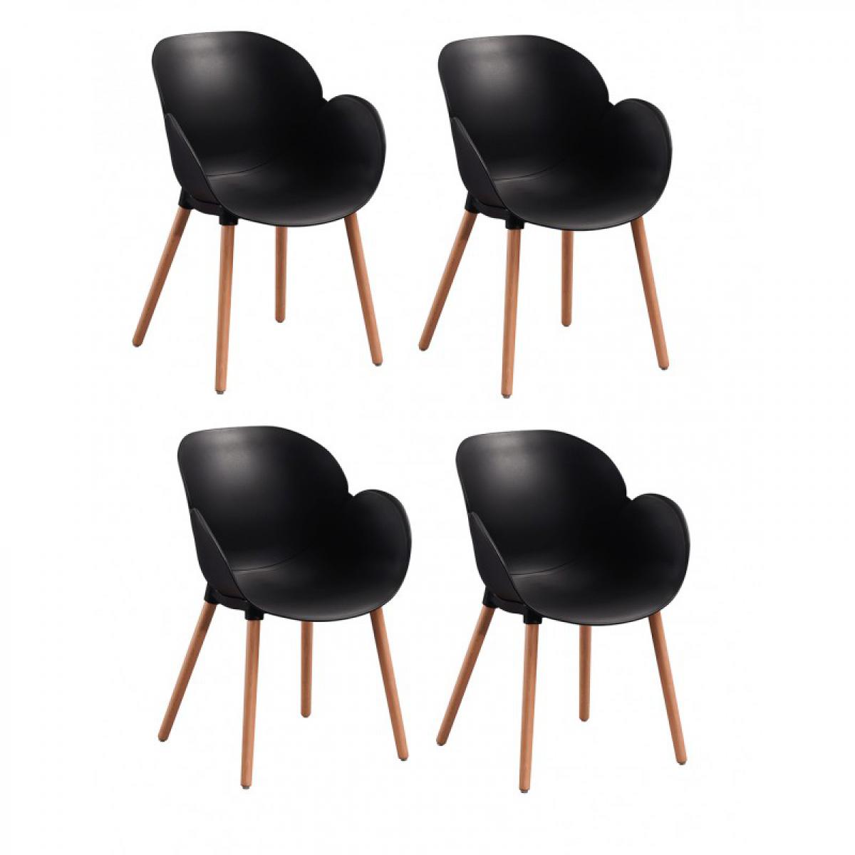 Meubletmoi - lot de 4 chaises coque plastique noir - Poppy - Chaises