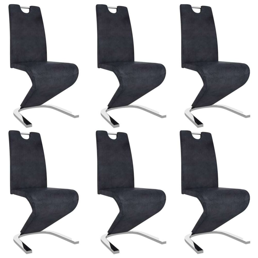 marque generique - Contemporain Fauteuils et chaises gamme Nicosie Chaises à dîner avec forme de zigzag 6 pcs Gris Similicuir daim - Chaises