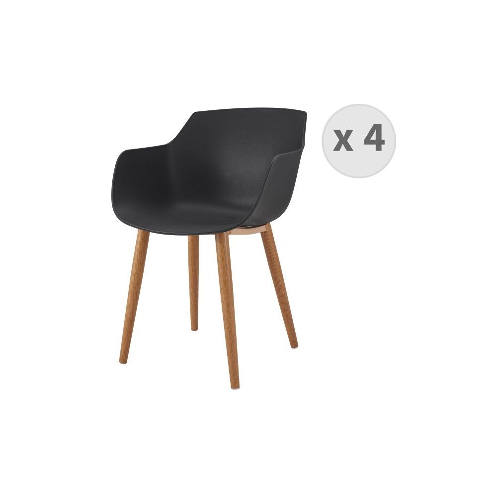 Moloo - ANDREA-Chaise scandinave noir pied métal effet bois (x4) - Chaises