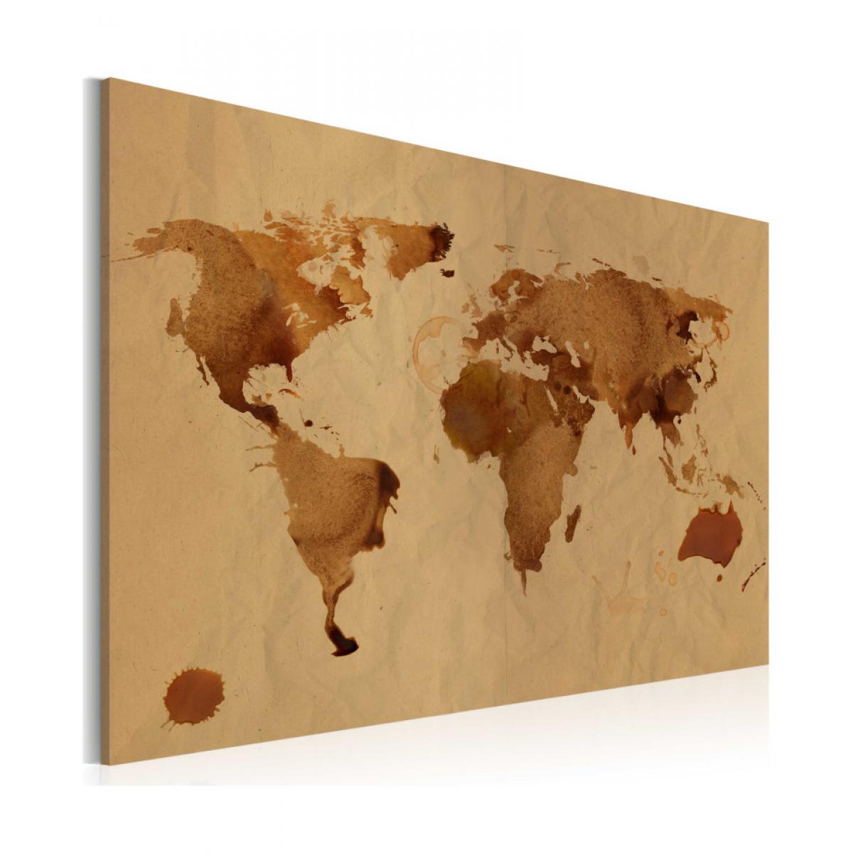 Artgeist - Tableau - Le monde peint avec du café 90x60 - Tableaux, peintures