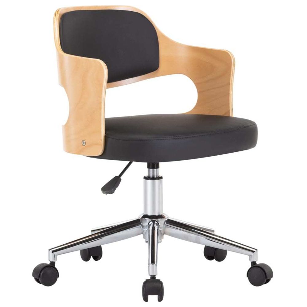 Icaverne - Icaverne - Chaises de bureau gamme Chaise pivotante de bureau Noir Bois courbé et similicuir - Chaises