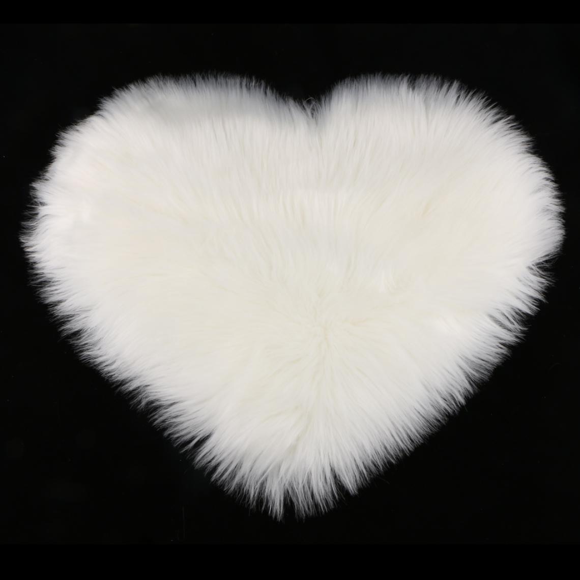 marque generique - amour forme shaggy doux peau de mouton tapis tapis de fausse fourrure 5cm pile blanc gris - Tapis