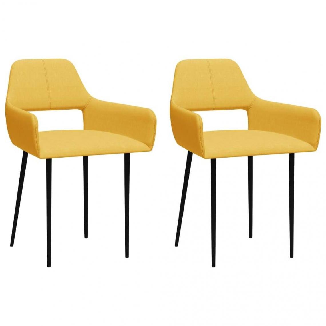 Decoshop26 - Lot de 2 chaises de salle à manger cuisine design moderne tissu jaune CDS020651 - Chaises