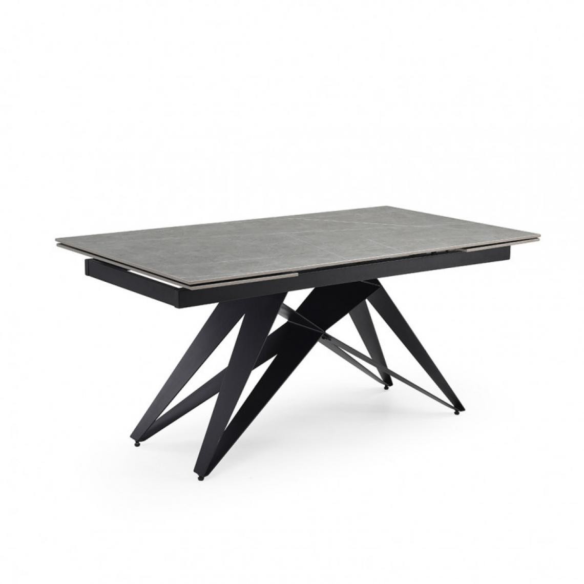 Meubletmoi - Table extensible 160/240 cm céramique gris marbré pied géométrique - ARIZONA 03 - Tables à manger
