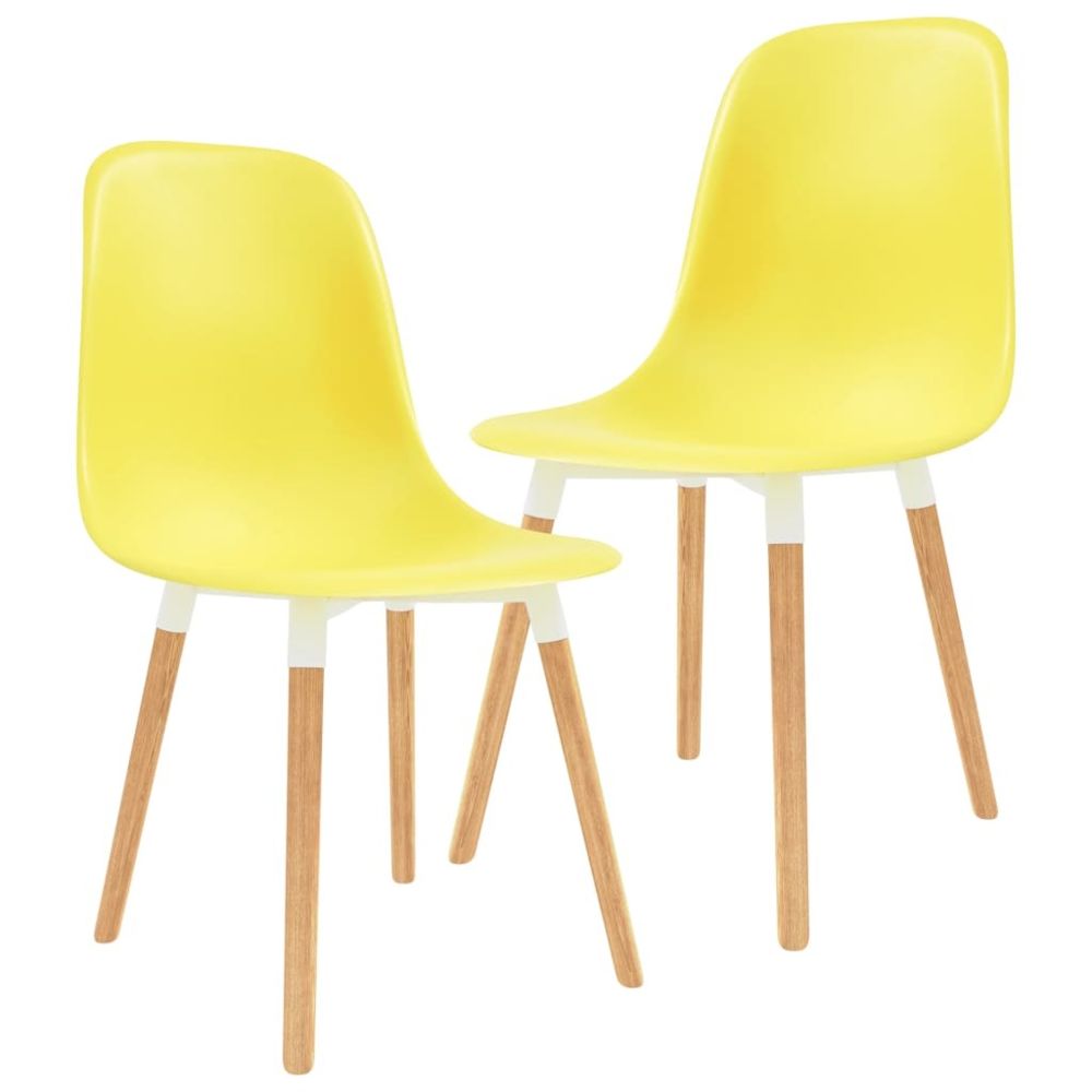 marque generique - Contemporain Fauteuils et chaises gamme Lomé Chaises de salle à manger 2 pcs Jaune Plastique - Chaises