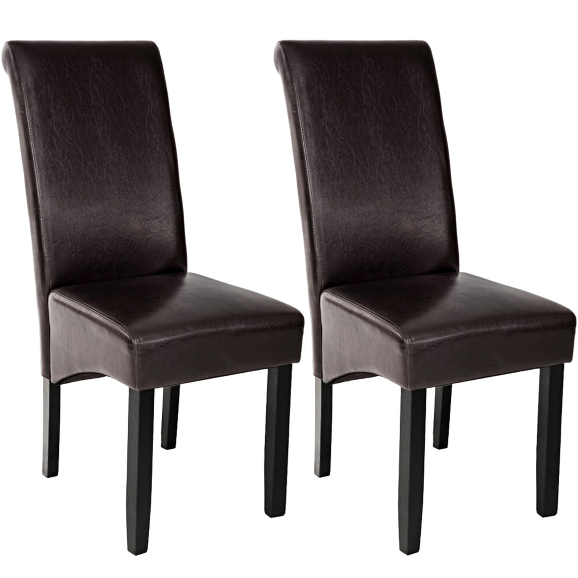 Tectake - Lot de 2 chaises aspect cuir - cappuccino - Chaises