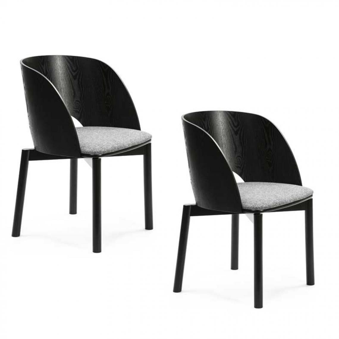 Tousmesmeubles - Duo de chaises Bois Noir - TEULAT DAM - Chaises