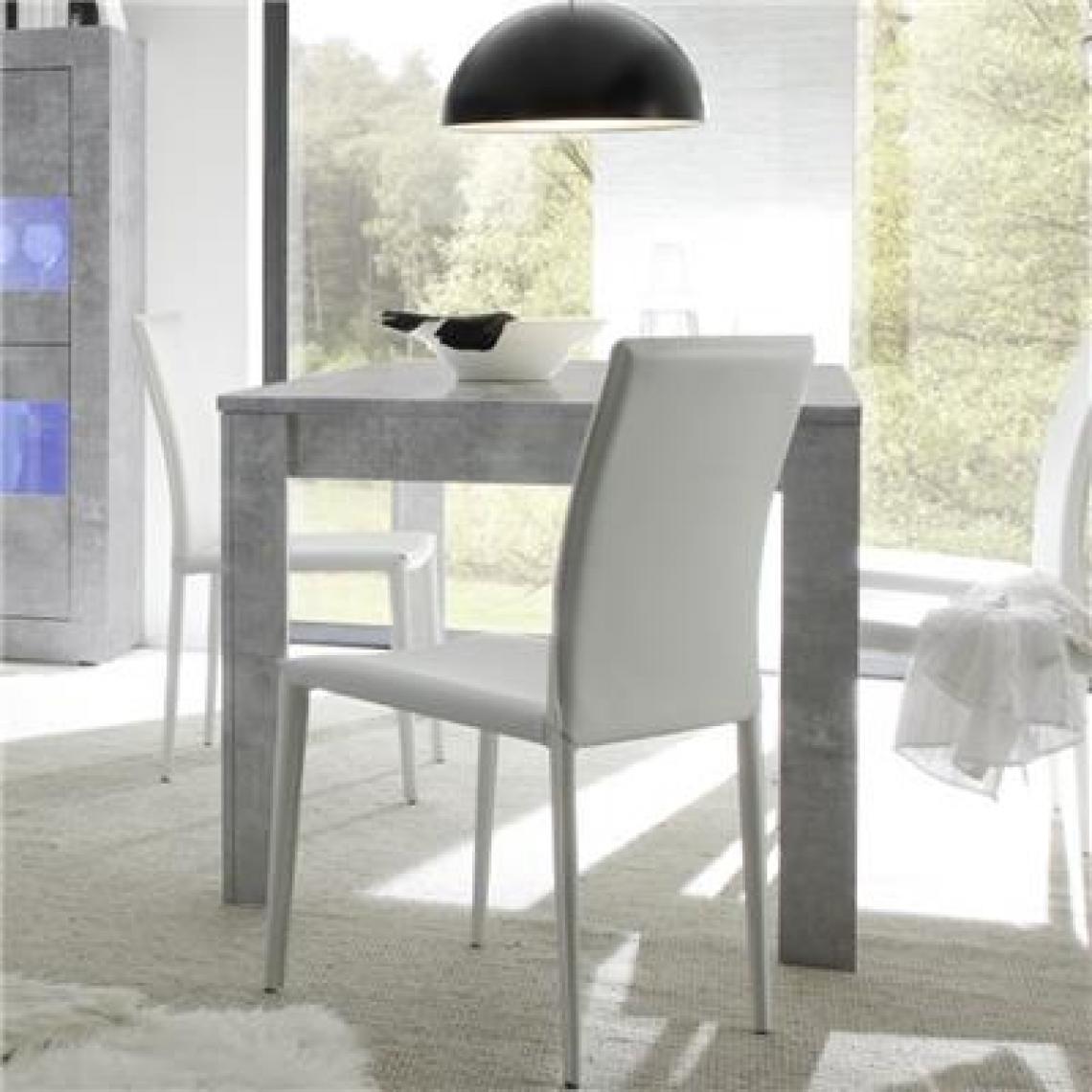 Nouvomeuble - Table extensible 140 cm effet béton gris FOCIA 8 - Tables à manger