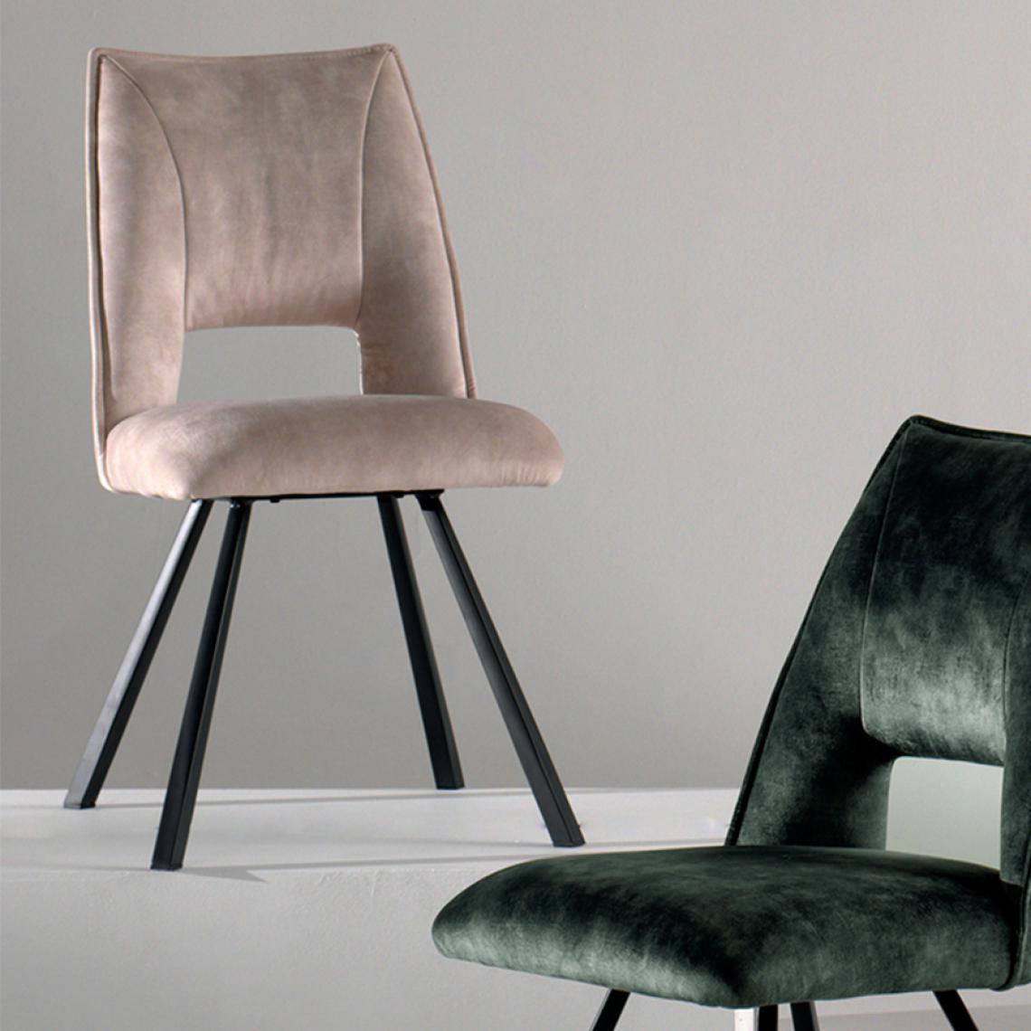 Nouvomeuble - Chaise en tissu beige et métal noir AXEL (lot de 2) - Chaises