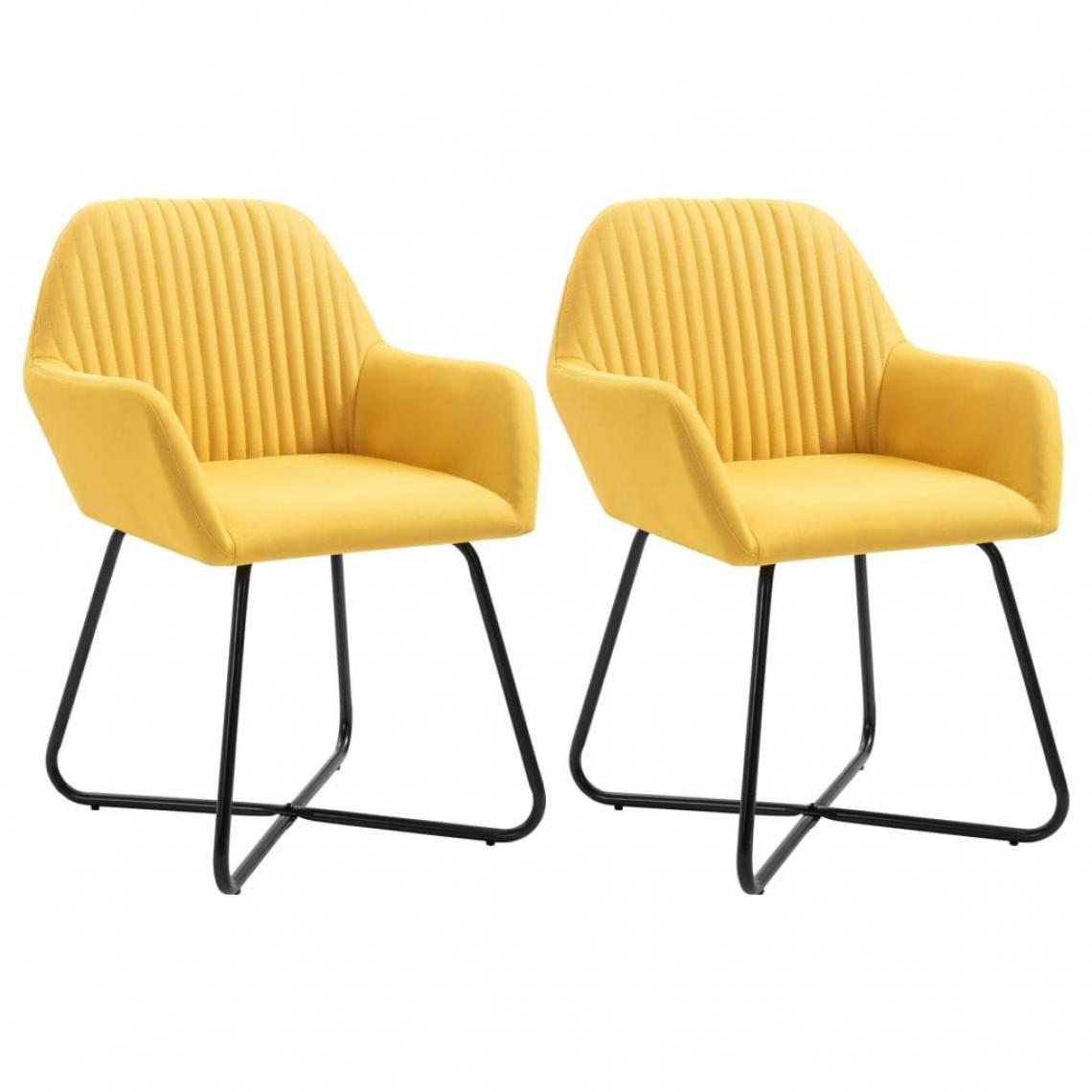 Decoshop26 - Lot de 2 chaises de salle à manger cuisine confortable stable et moderne en tissu jaune CDS020643 - Chaises