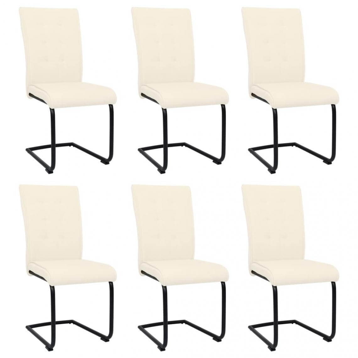 Decoshop26 - Lot de 6 chaises de salle à manger cuisine cantilever design moderne tissu crème CDS022267 - Chaises
