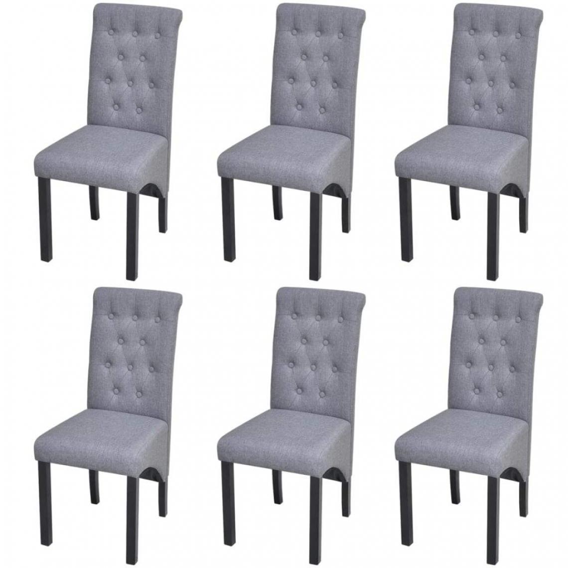 Decoshop26 - Lot de 6 chaises de salle à manger cuisine design classique tissu gris clair CDS022417 - Chaises