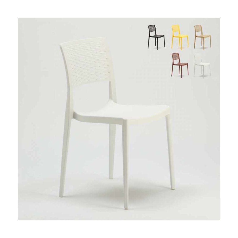 Ahd Amazing Home Design - Chaise pour salle à manger Bar et Jardin en Polypropylène Empilable et Légère Cross, Couleur: Blanc - Chaises
