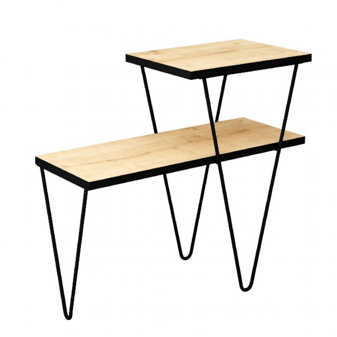 Homemania - Table basse Toros - avec étagères - salon - chêne, bois noir, 60 x 25 x 55 cm - Tables à manger