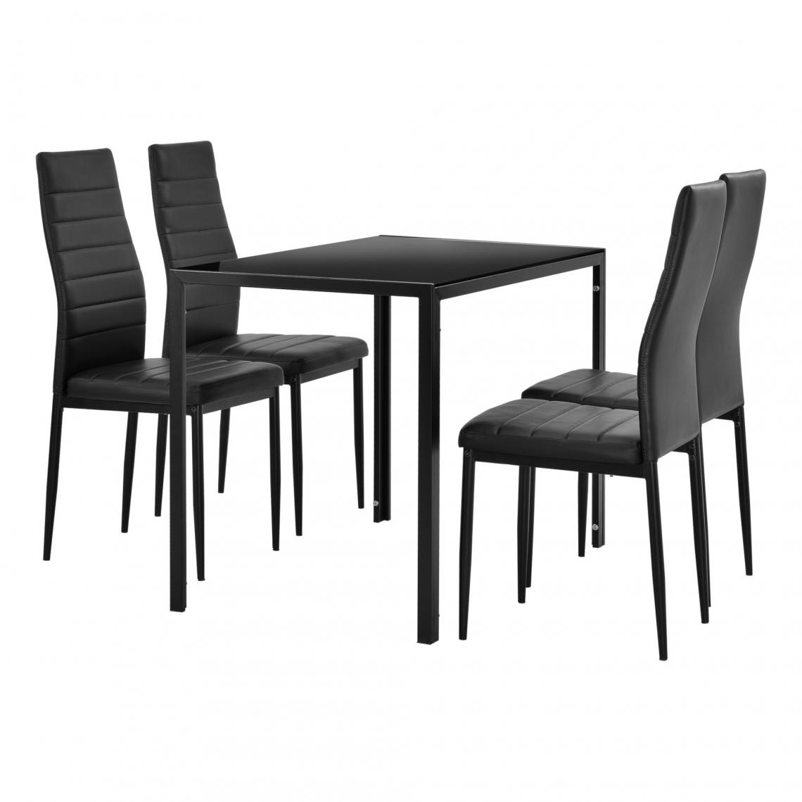 Helloshop26 - Table à manger noir 105 cm + kit de chaises en 4 pièces noir 03_0004092 - Tables à manger