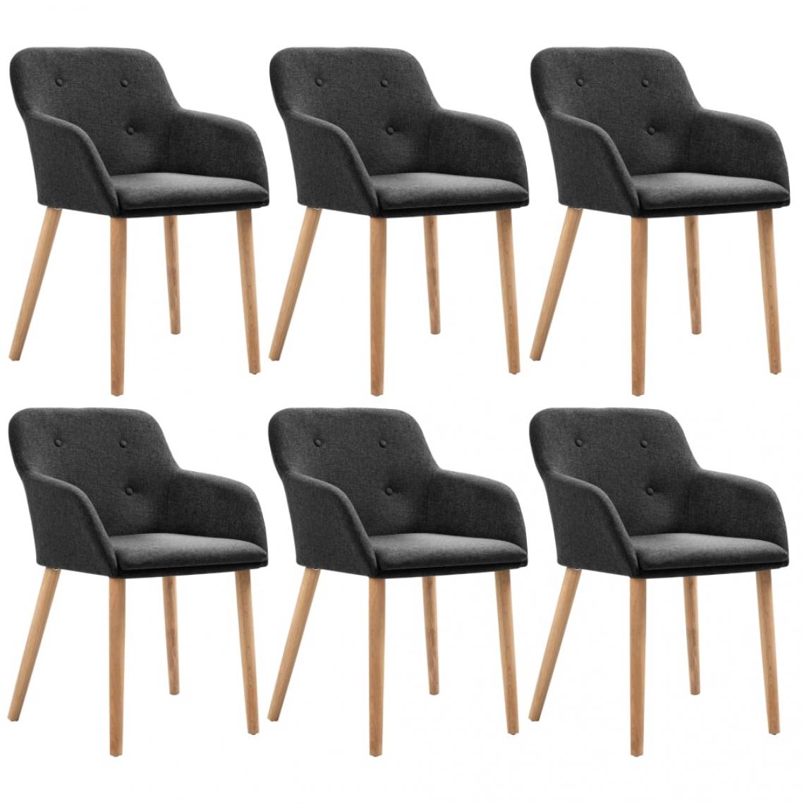 Decoshop26 - Lot de 6 chaises de salle à manger cuisines de salle à manger design moderne tissu gris foncé et chêne massif CDS022952 - Chaises