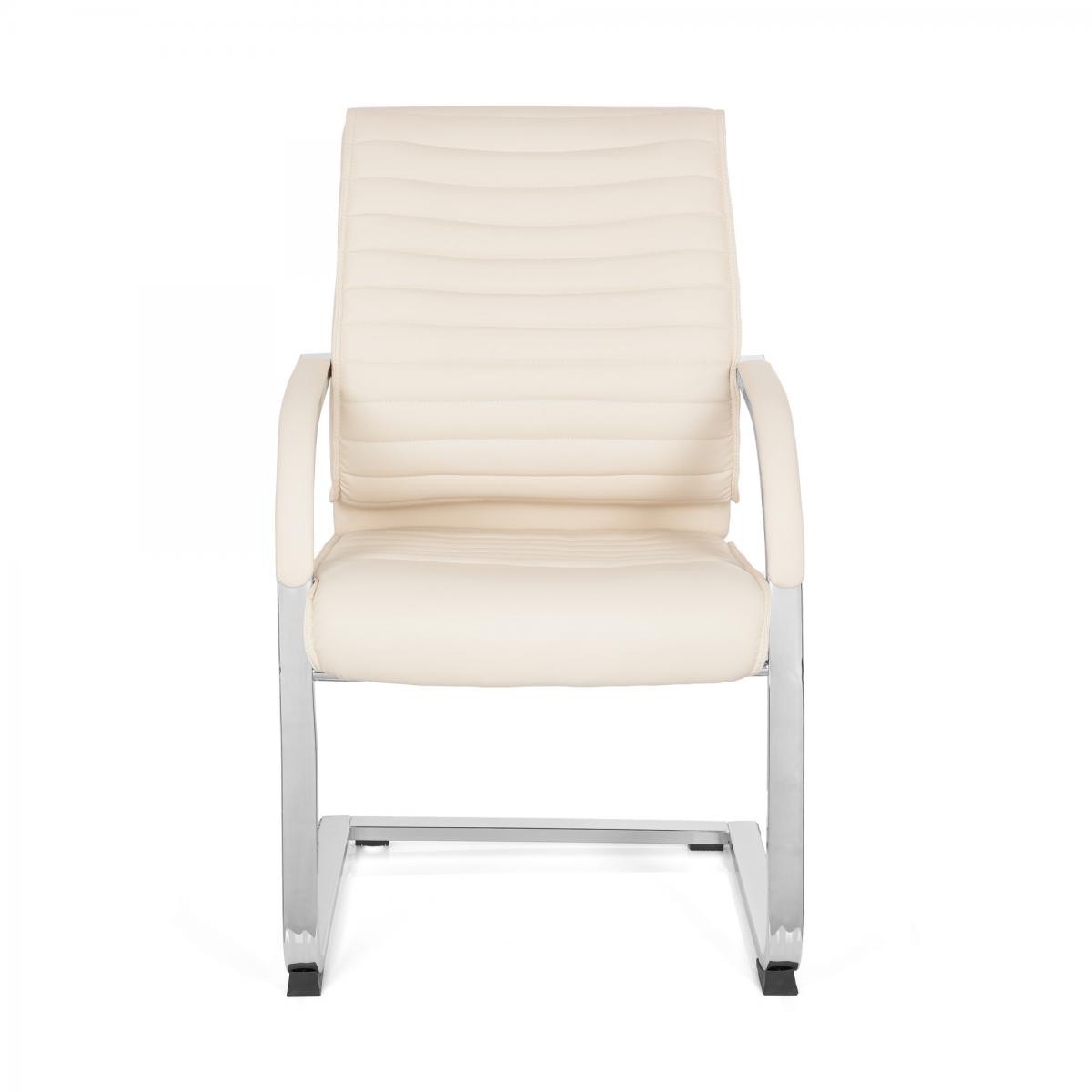 Hjh Office - Chaise visiteur / Chaise à piètement luge / VISITER CL120 simili cuir creme - Chaises