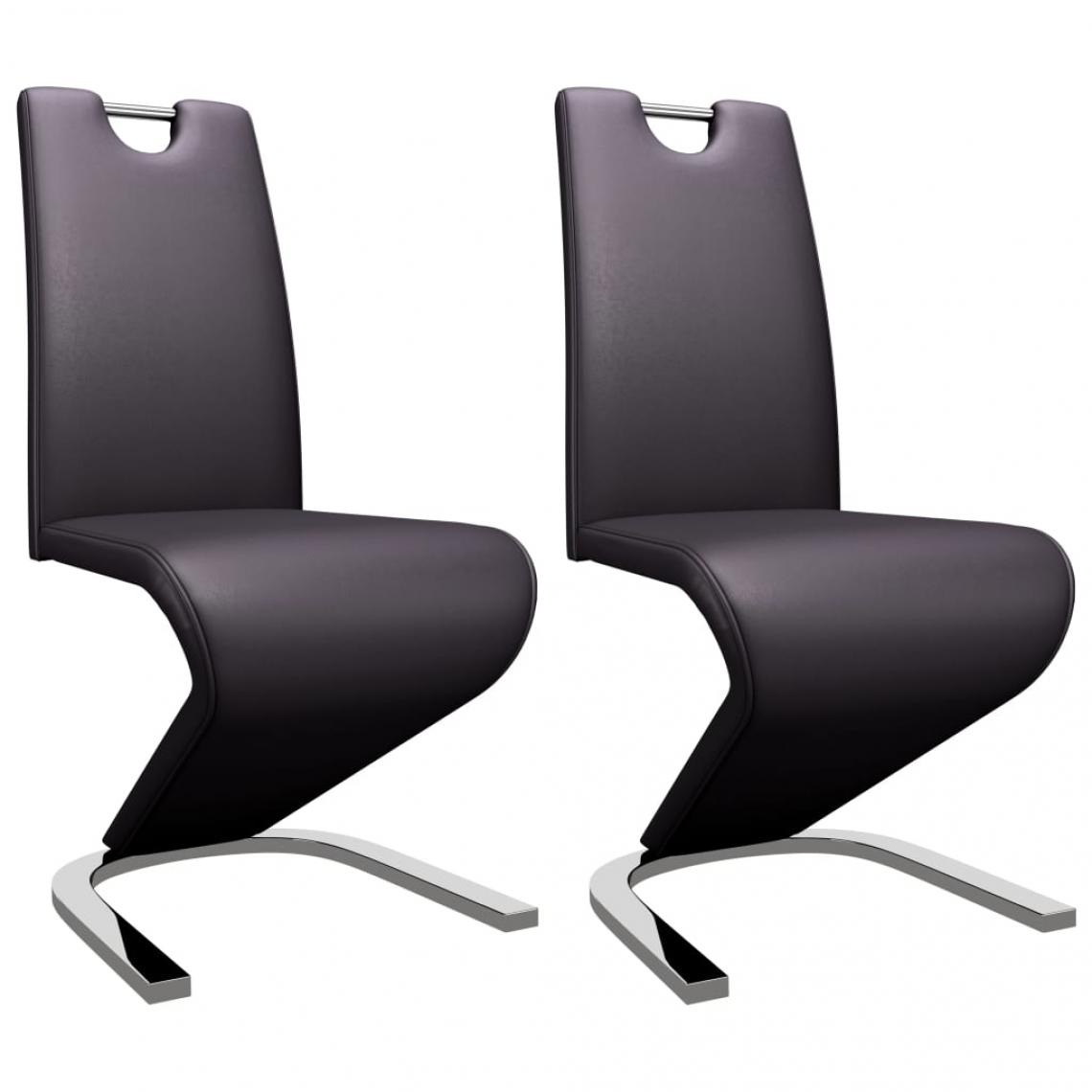 Decoshop26 - Lot de 2 chaises de salle à manger cuisine zigzag design moderne similicuir marron CDS021159 - Chaises