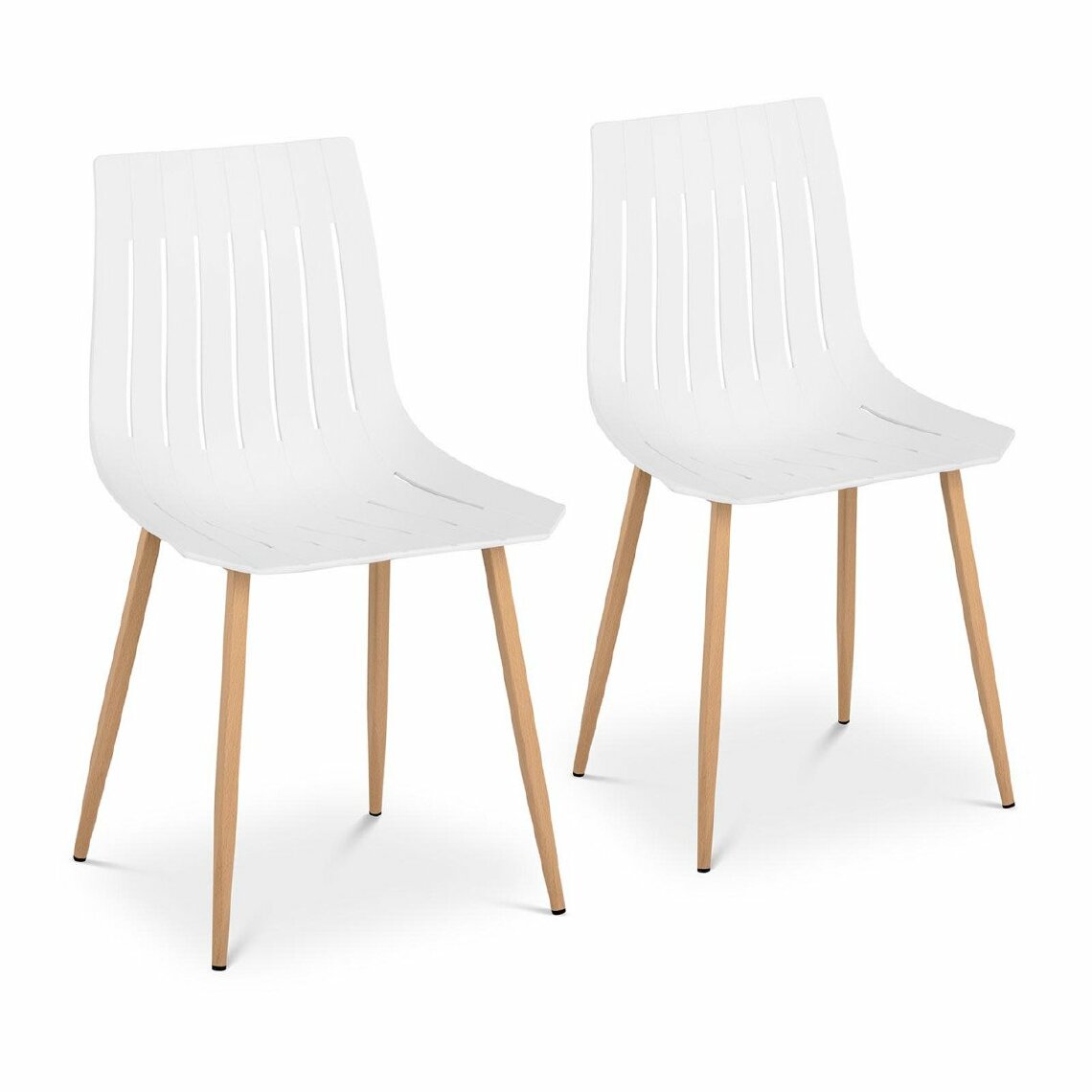 Helloshop26 - Lot de 2 chaises salon salle à manger 150 kg max surface d'assise de 50 x 47 cm coloris blanc 14_0000876 - Chaises