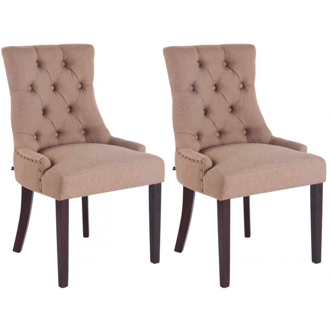 Icaverne - Inedit Lot de 2 chaises de salle à manger tissu reference Athènes antique couleur taupe - Chaises