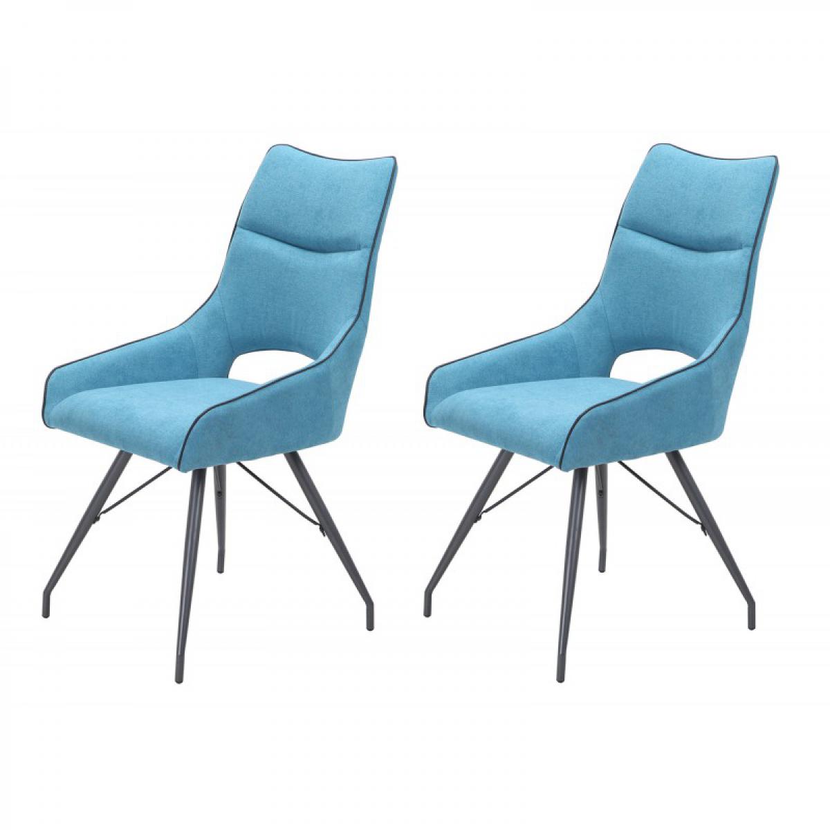 Meubletmoi - Lot de 2 chaises tissu bleu - ANAÏS - Chaises