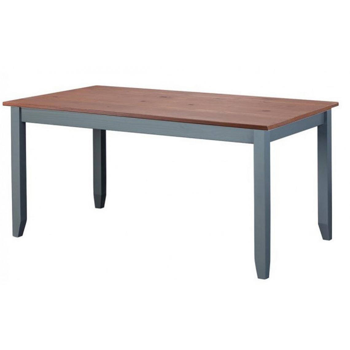 Pegane - Table à manger rectangulaire en pin massif foncé et gris - L.160 x H.75 x P.90 cm -PEGANE- - Tables à manger